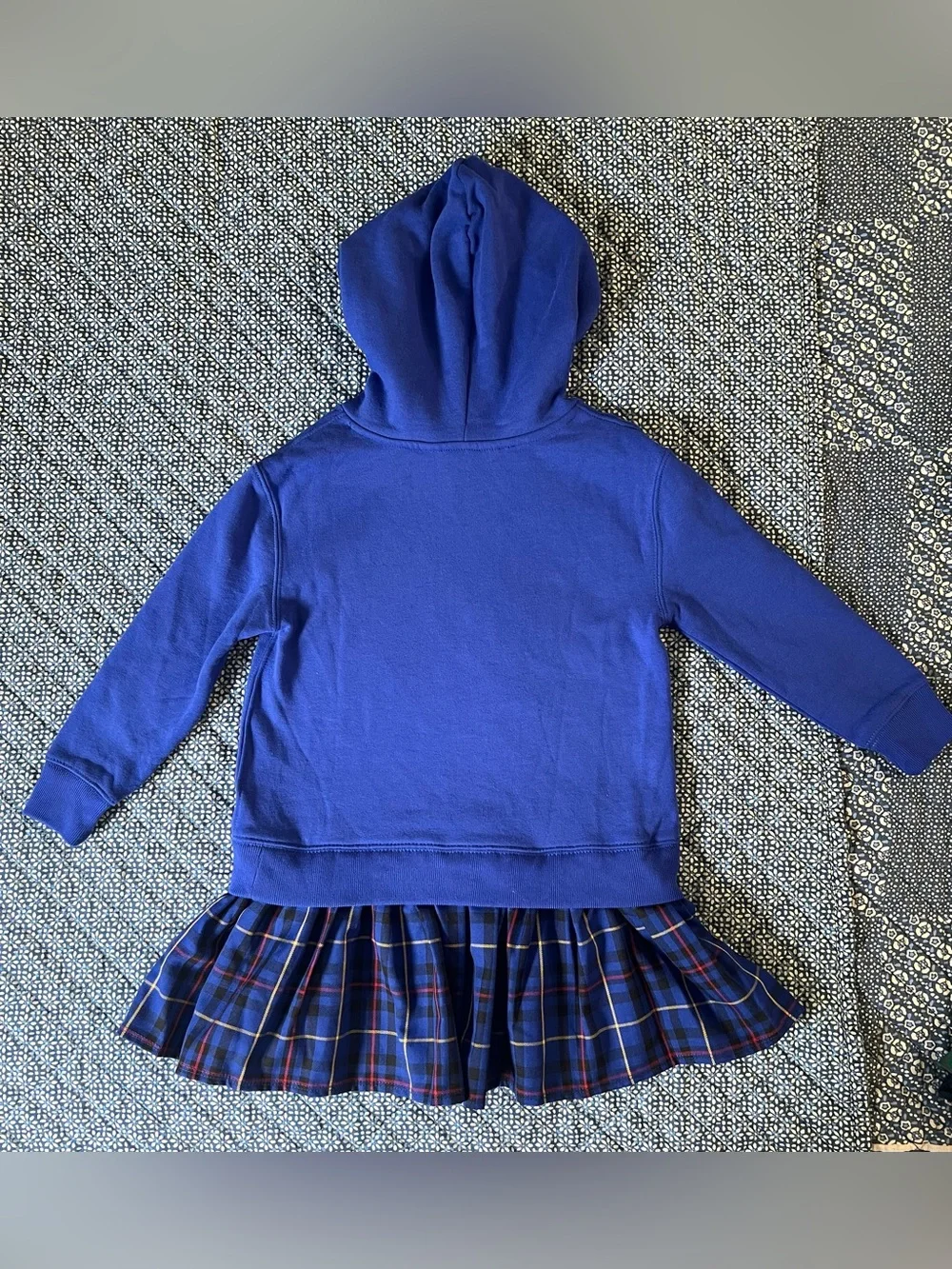 Ralph Lauren Royal Blue Hoodie Dress with Plaid Skirt 5T
